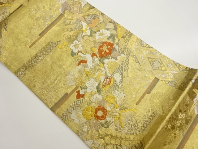 JAPANESE FUKURO OBI / PLATINUM​ FOIL / WOVEN ROUGH WAVE